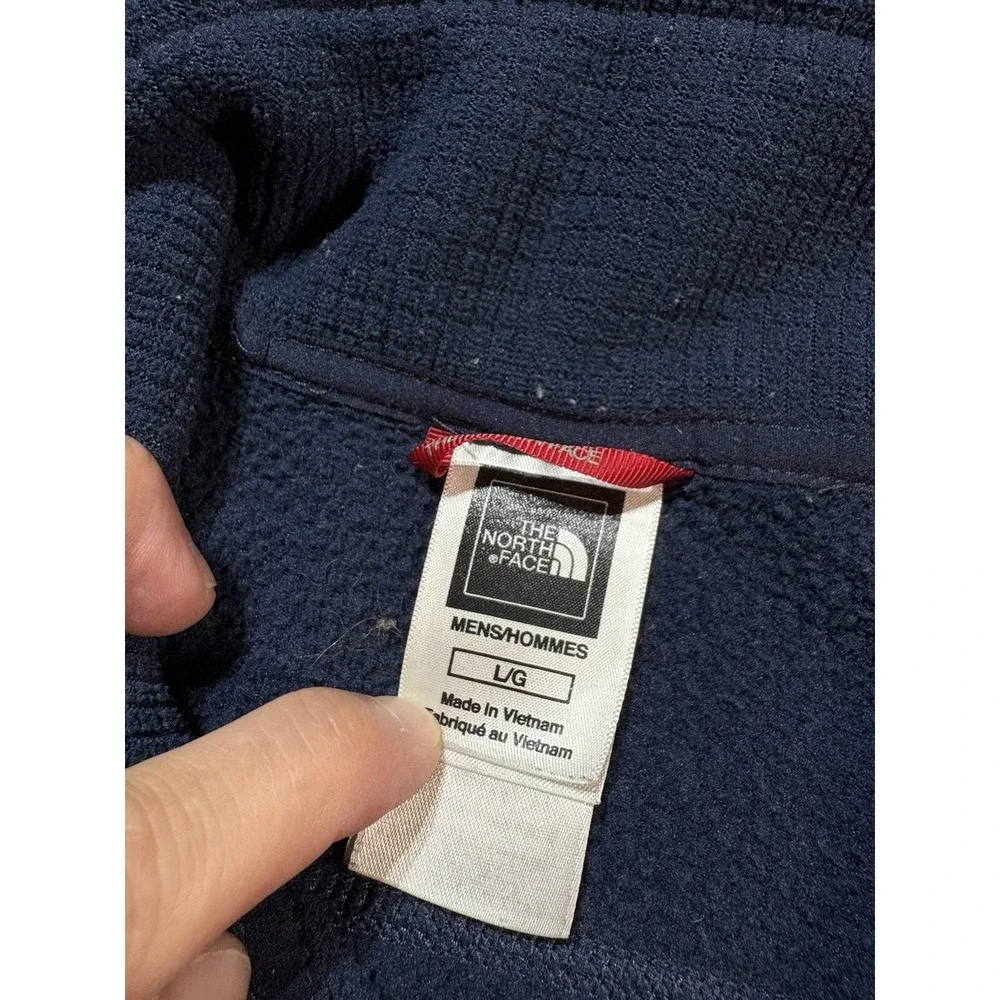 The North Face Waffle Knit Full Zip‎ Jacket Men's Large Navy Blue Fleece
